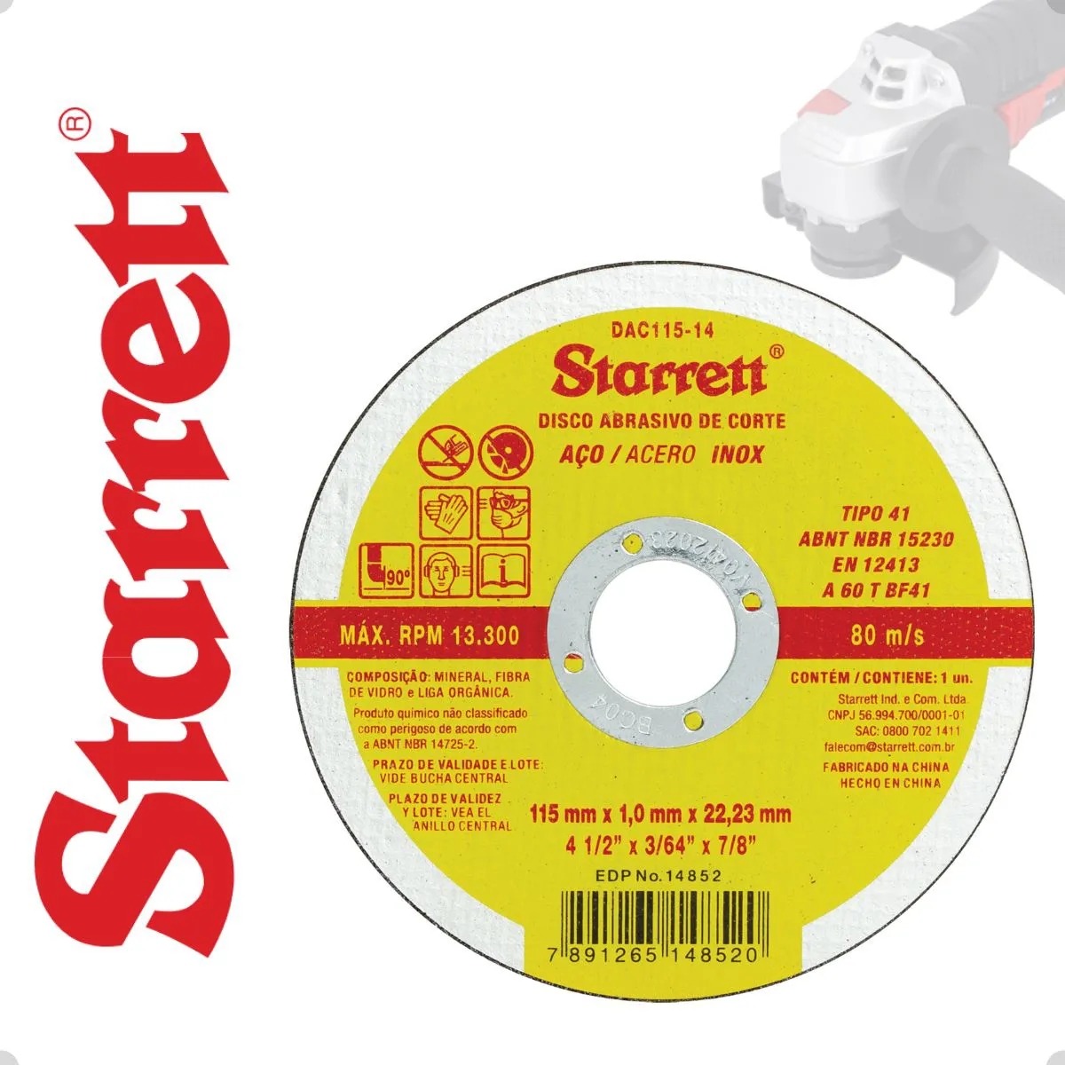 DISCO ABRASIVO DE CORTE 115X1.0X22.2MM